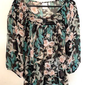 EUC Lauren Conrad Sheer Flowered Shirt